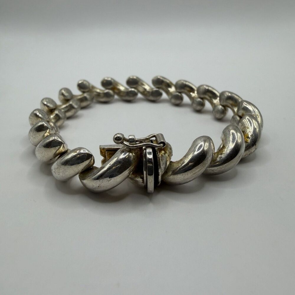 925 Sterling Silver San Marco Style Articulated Link Bracelet 7.5" 24g